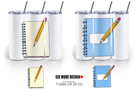 Tumbler Pencil and Notebook Sublimation artnoy 