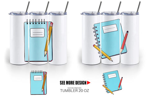 Tumbler Pencil and Notebook Sublimation artnoy 