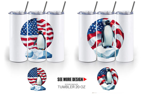 Tumbler Penguin 4th of July Sublimation artnoy 