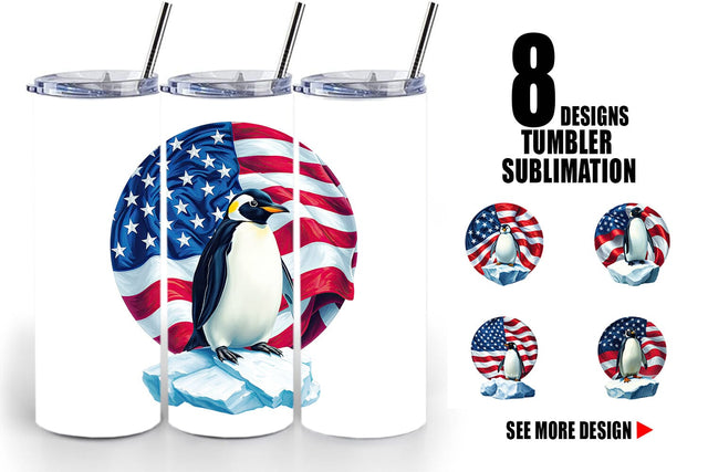 Tumbler Penguin 4th of July Sublimation artnoy 
