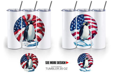 Tumbler Penguin 4th of July Sublimation artnoy 