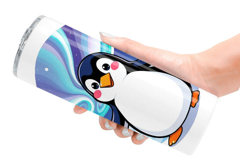 Tumbler Penguin and Aurora Borealis Sublimation artnoy 