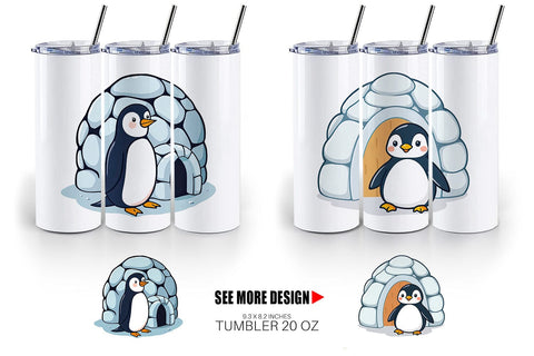 Tumbler Penguin and Igloo Sublimation artnoy 