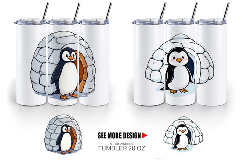 Tumbler Penguin and Igloo Sublimation artnoy 
