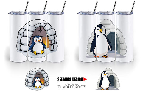 Tumbler Penguin and Igloo Sublimation artnoy 