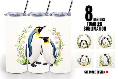 Tumbler Penguin Embroidery Sublimation artnoy 
