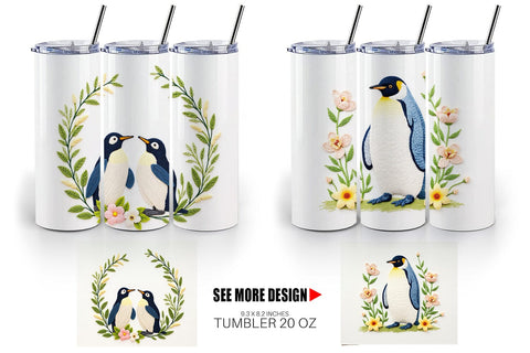 Tumbler Penguin Embroidery Sublimation artnoy 