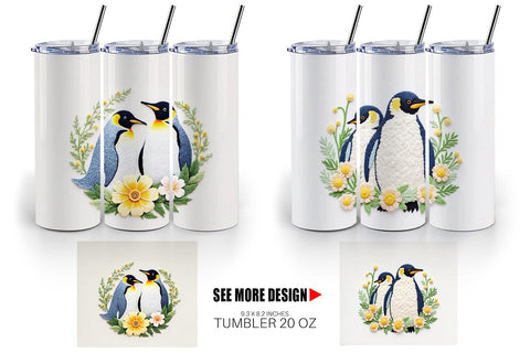 Tumbler Penguin Embroidery Sublimation artnoy 