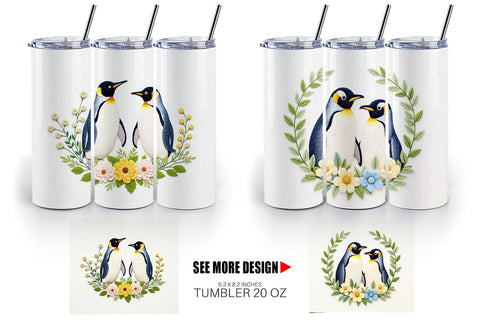 Tumbler Penguin Embroidery Sublimation artnoy 