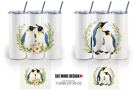 Tumbler Penguin Embroidery Sublimation artnoy 