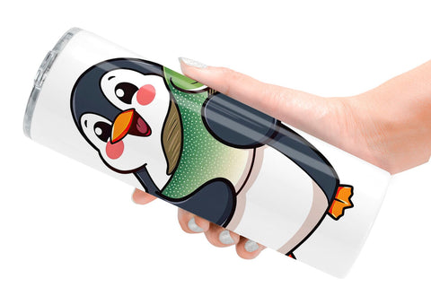 Tumbler Penguin Holding a Fish Sublimation artnoy 