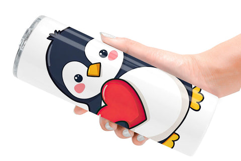 Tumbler Penguin Holding a Heart Sublimation artnoy 