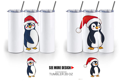 Tumbler Penguin in a Santa Hat Sublimation artnoy 