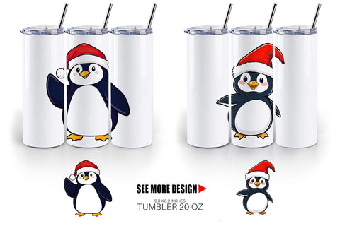 Tumbler Penguin in a Santa Hat Sublimation artnoy 