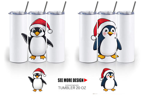 Tumbler Penguin in a Santa Hat Sublimation artnoy 