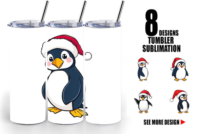 Tumbler Penguin in a Santa Hat Sublimation artnoy 