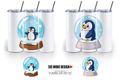 Tumbler Penguin in a Snow Globe Sublimation artnoy 