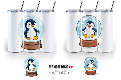 Tumbler Penguin in a Snow Globe Sublimation artnoy 