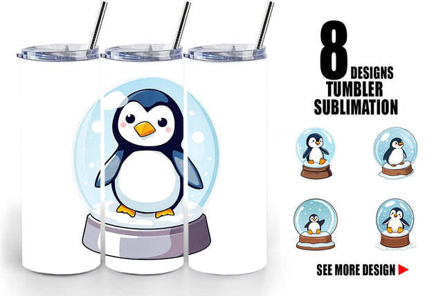 Tumbler Penguin in a Snow Globe Sublimation artnoy 