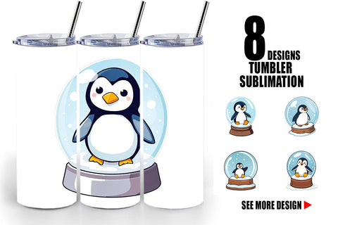 Tumbler Penguin in a Snow Globe Sublimation artnoy 