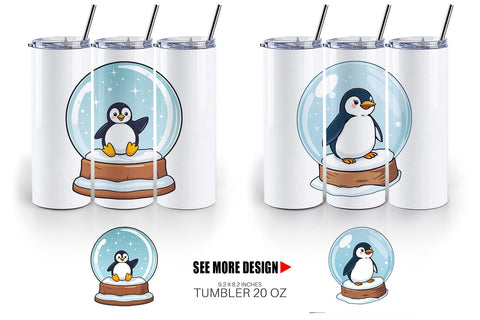 Tumbler Penguin in a Snow Globe Sublimation artnoy 