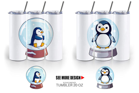 Tumbler Penguin in a Snow Globe Sublimation artnoy 