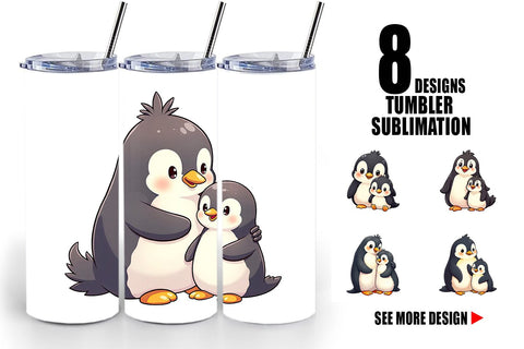 Tumbler Penguin Mother's Day Sublimation artnoy 