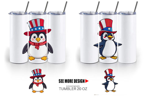 Tumbler Penguin Patriotic Sublimation artnoy 