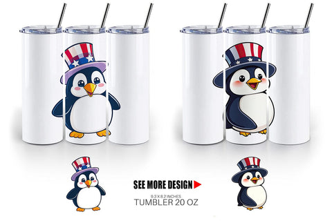 Tumbler Penguin Patriotic Sublimation artnoy 