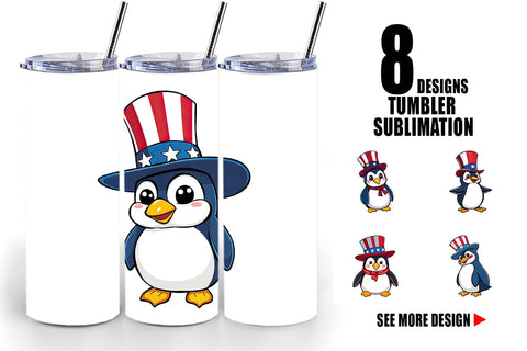 Tumbler Penguin Patriotic Sublimation artnoy 