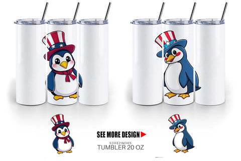 Tumbler Penguin Patriotic Sublimation artnoy 