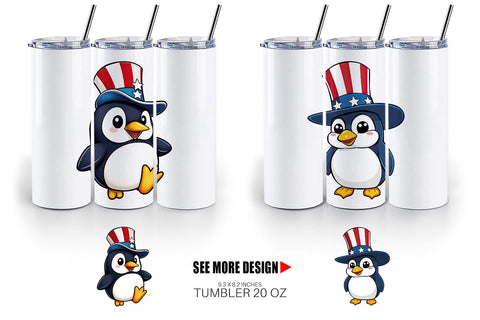 Tumbler Penguin Patriotic Sublimation artnoy 