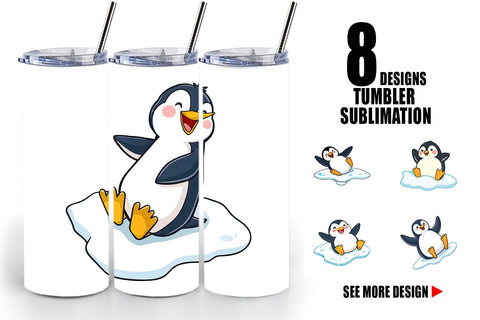 Tumbler Penguin Sliding on Ice Sublimation artnoy 
