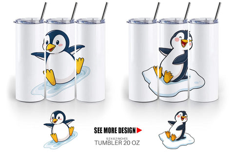 Tumbler Penguin Sliding on Ice Sublimation artnoy 