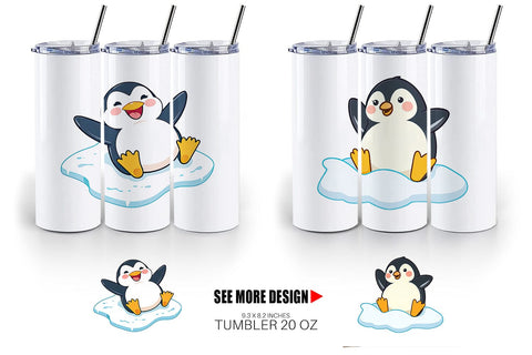 Tumbler Penguin Sliding on Ice Sublimation artnoy 