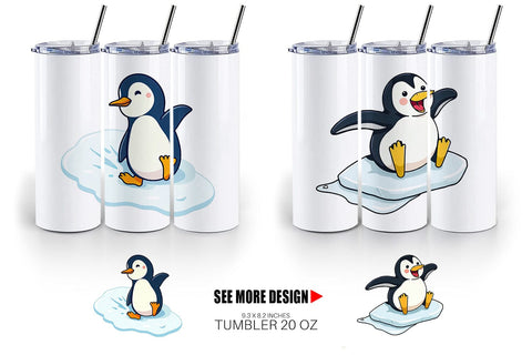 Tumbler Penguin Sliding on Ice Sublimation artnoy 