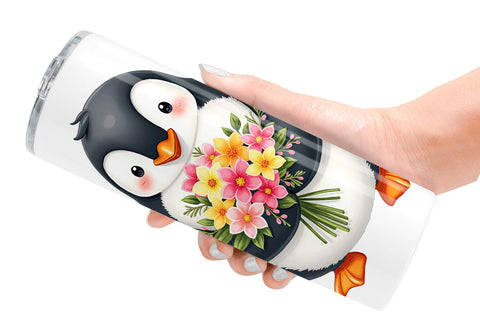 Tumbler Penguin Spring Bouquet Sublimation artnoy 