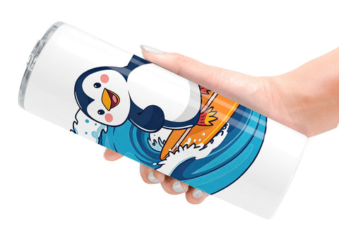 Tumbler Penguin Surfing a Wave Sublimation artnoy 