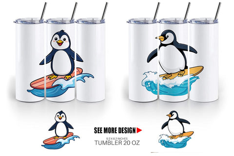 Tumbler Penguin Surfing a Wave Sublimation artnoy 