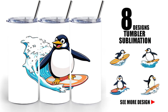Tumbler Penguin Surfing a Wave Sublimation artnoy 