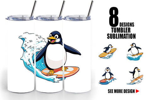 Tumbler Penguin Surfing a Wave Sublimation artnoy 