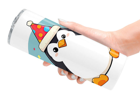 Tumbler Penguin with a Party Hat Sublimation artnoy 