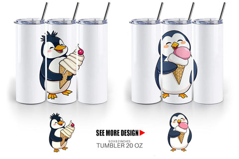 Tumbler Penguin with an Ice Cream Sublimation artnoy 