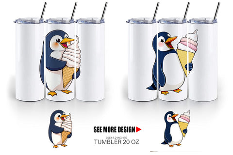 Tumbler Penguin with an Ice Cream Sublimation artnoy 