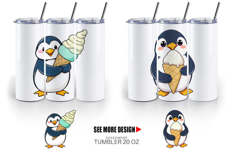 Tumbler Penguin with an Ice Cream Sublimation artnoy 