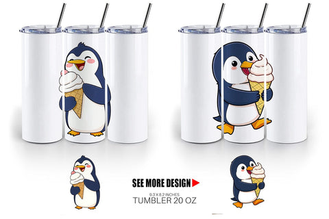 Tumbler Penguin with an Ice Cream Sublimation artnoy 
