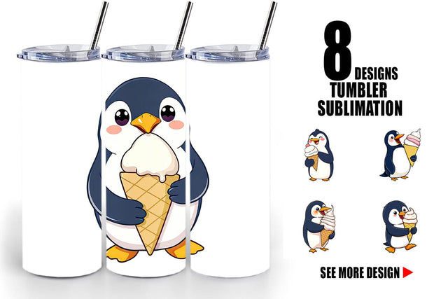 Tumbler Penguin with an Ice Cream Sublimation artnoy 