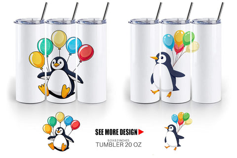 Tumbler Penguin with Balloons Sublimation artnoy 