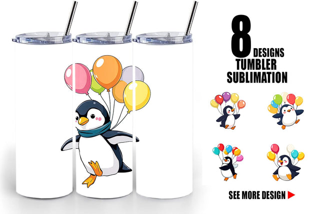 Tumbler Penguin with Balloons Sublimation artnoy 
