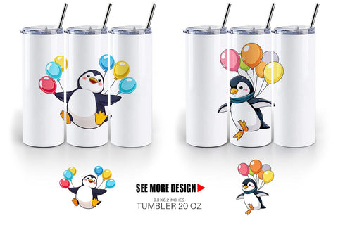 Tumbler Penguin with Balloons Sublimation artnoy 